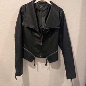 Faux leather moto jacket